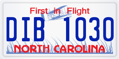 NC license plate DIB1030