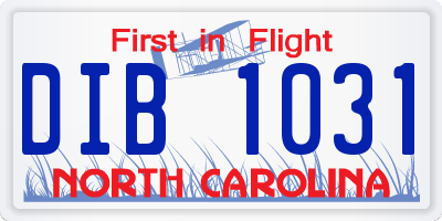 NC license plate DIB1031