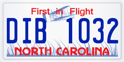 NC license plate DIB1032