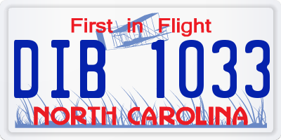 NC license plate DIB1033