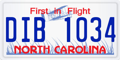 NC license plate DIB1034