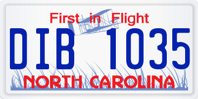 NC license plate DIB1035