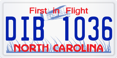 NC license plate DIB1036