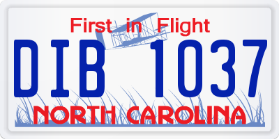 NC license plate DIB1037