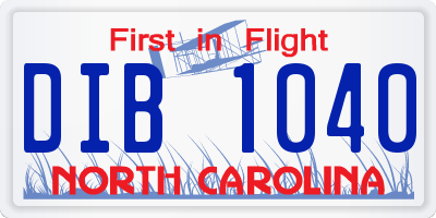 NC license plate DIB1040