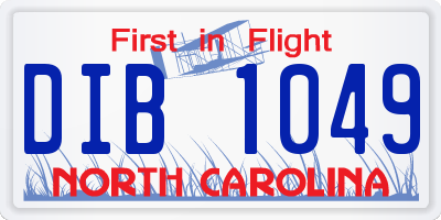 NC license plate DIB1049
