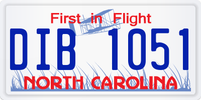 NC license plate DIB1051