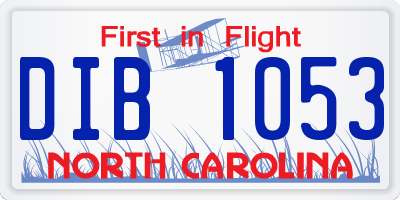 NC license plate DIB1053