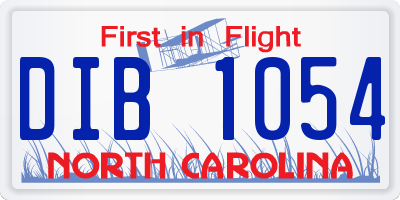NC license plate DIB1054