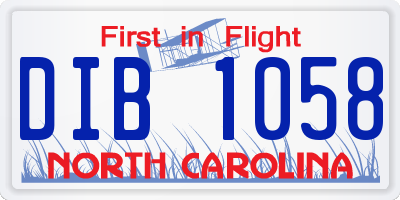 NC license plate DIB1058