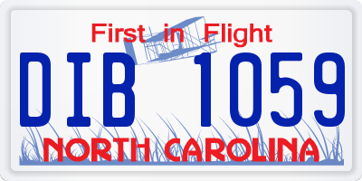 NC license plate DIB1059