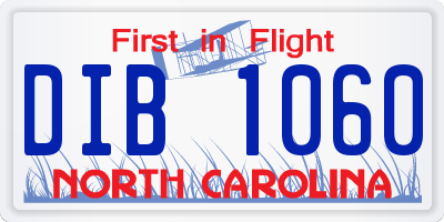 NC license plate DIB1060