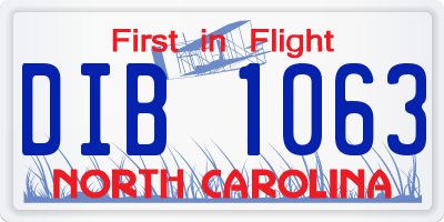 NC license plate DIB1063
