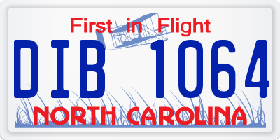 NC license plate DIB1064