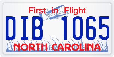 NC license plate DIB1065