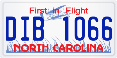 NC license plate DIB1066