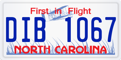 NC license plate DIB1067