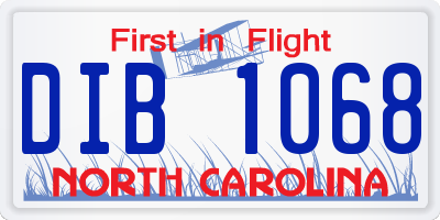 NC license plate DIB1068