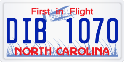 NC license plate DIB1070