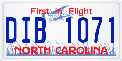 NC license plate DIB1071