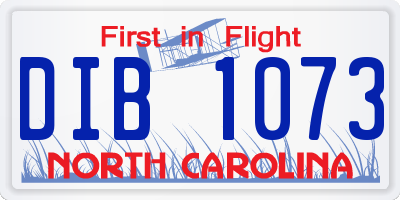NC license plate DIB1073