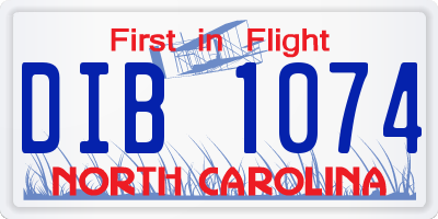 NC license plate DIB1074