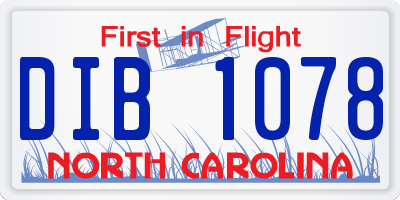 NC license plate DIB1078