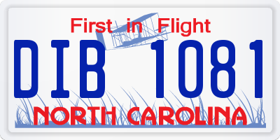 NC license plate DIB1081