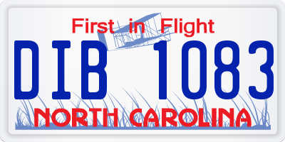 NC license plate DIB1083