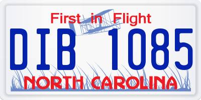 NC license plate DIB1085