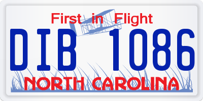 NC license plate DIB1086