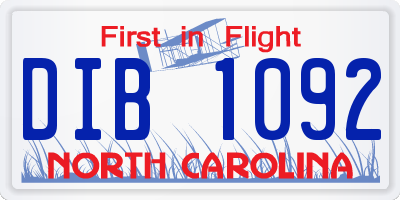 NC license plate DIB1092