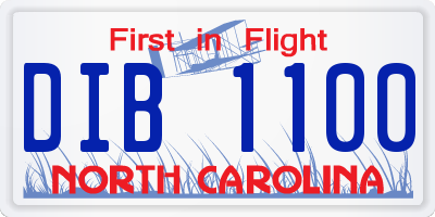 NC license plate DIB1100