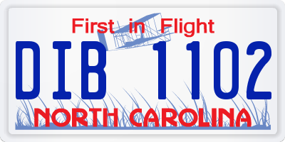 NC license plate DIB1102