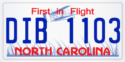 NC license plate DIB1103
