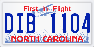 NC license plate DIB1104