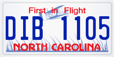 NC license plate DIB1105