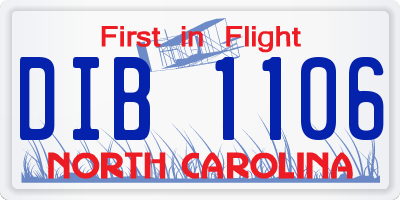 NC license plate DIB1106