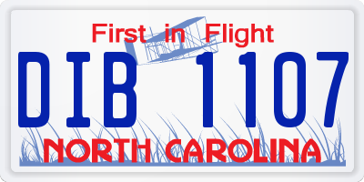 NC license plate DIB1107