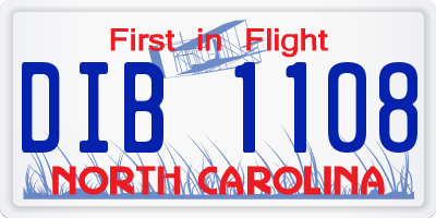NC license plate DIB1108