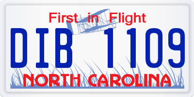 NC license plate DIB1109