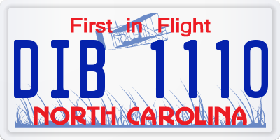 NC license plate DIB1110