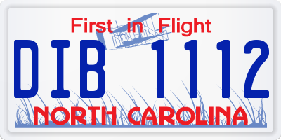 NC license plate DIB1112