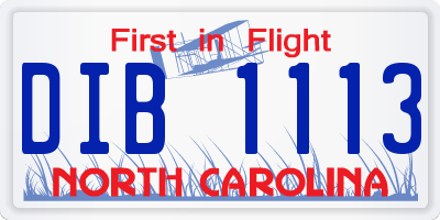 NC license plate DIB1113