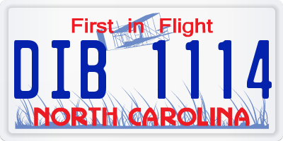 NC license plate DIB1114