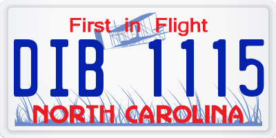 NC license plate DIB1115