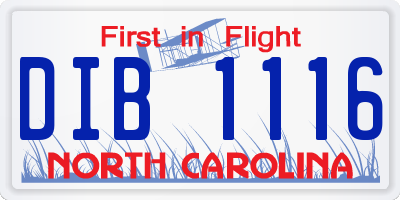 NC license plate DIB1116