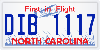 NC license plate DIB1117