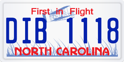 NC license plate DIB1118