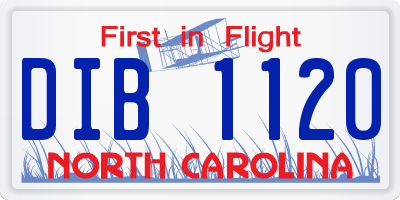 NC license plate DIB1120
